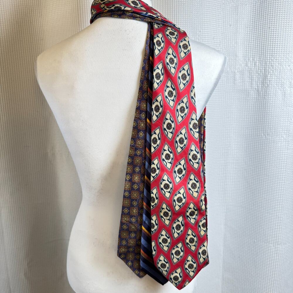 Lot of 3 Talbott 100% Silk Ties Carmel Valley Nordstrom Best in Class Red Blue
